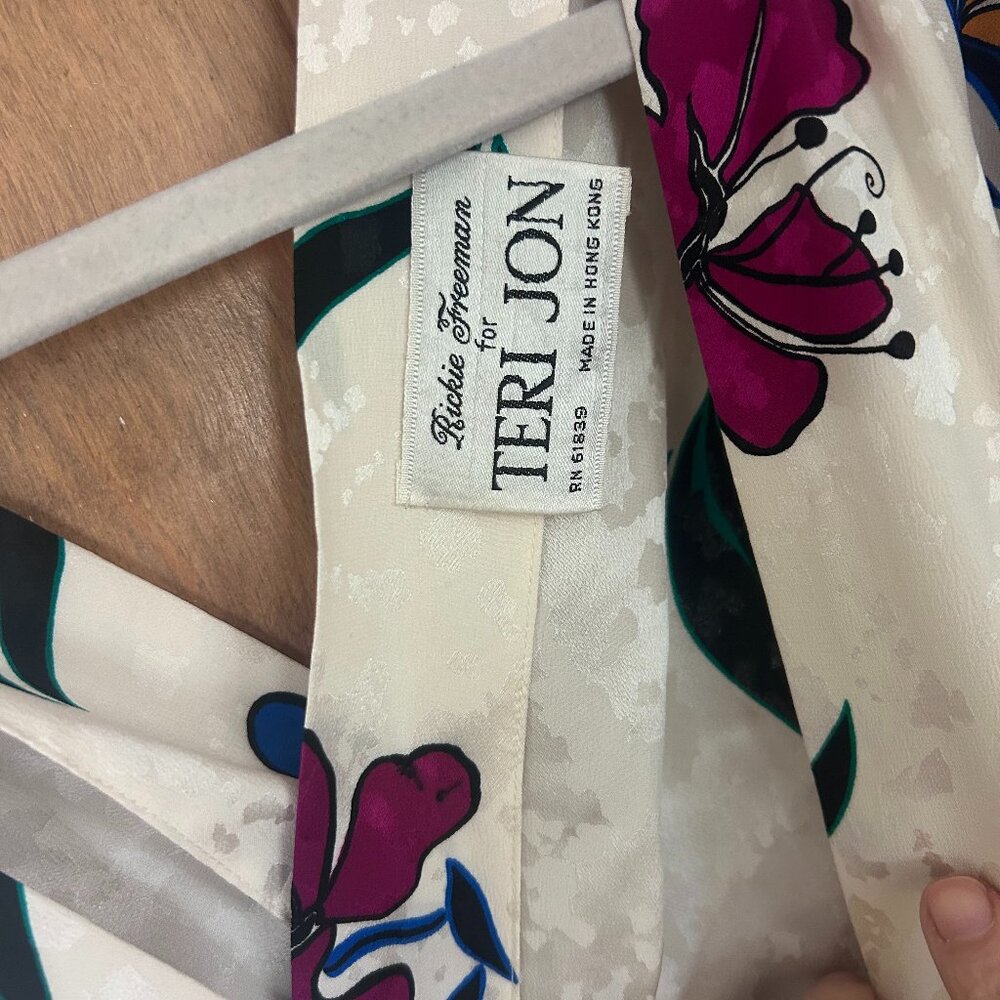 Vintage Silk White with Flowers Cocktail Mid length